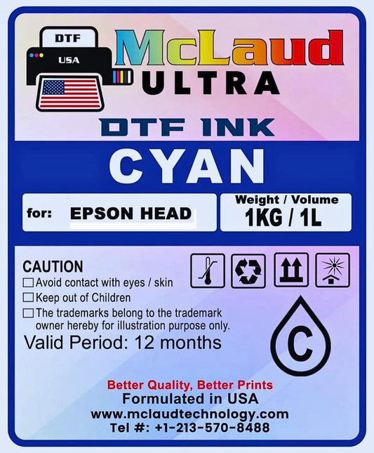 McLaud Ultra DTF Ink, No Residue/ Less Residue Ink, Formulated in USA