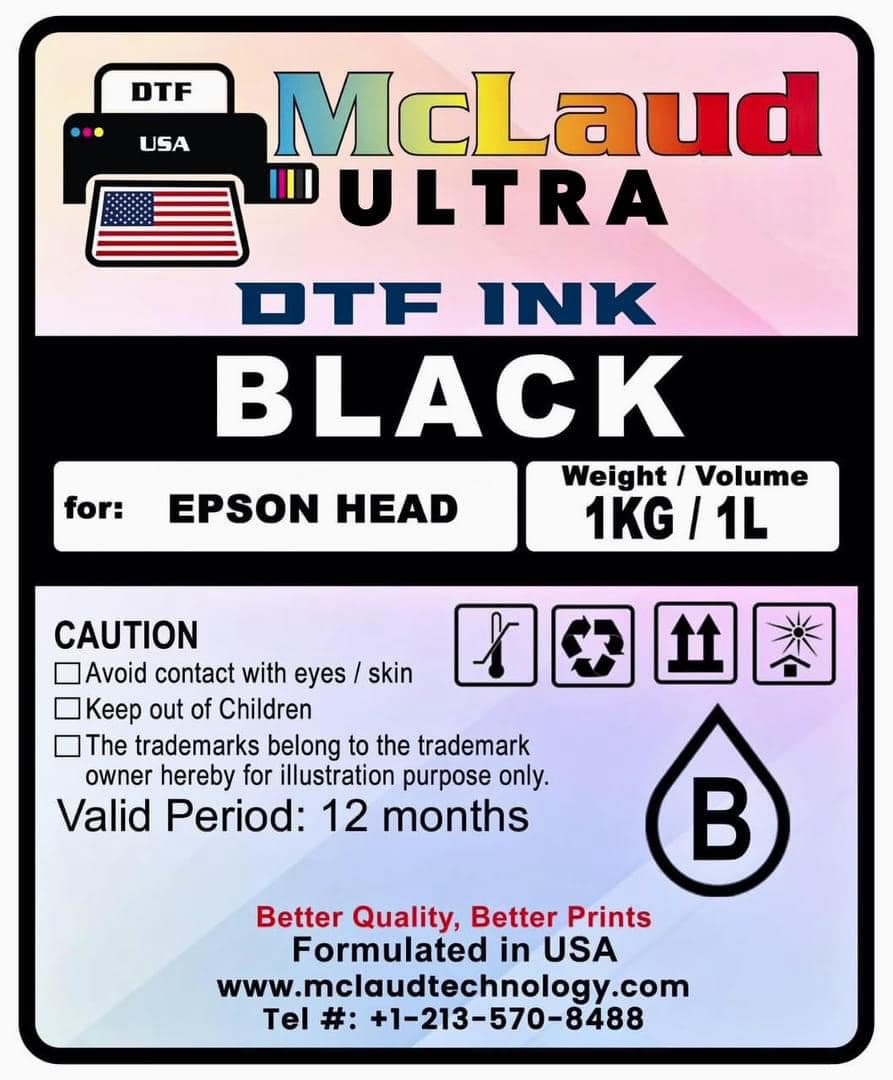 McLaud Ultra DTF Ink, No Residue/ Less Residue Ink, Formulated in USA